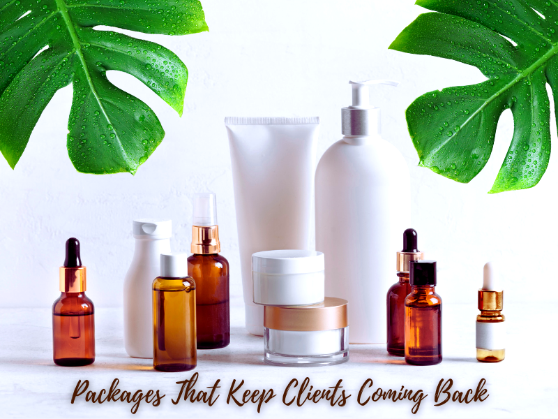 Hair and skincare product display with lush leaves – loyalty-building product packages for salons and spas