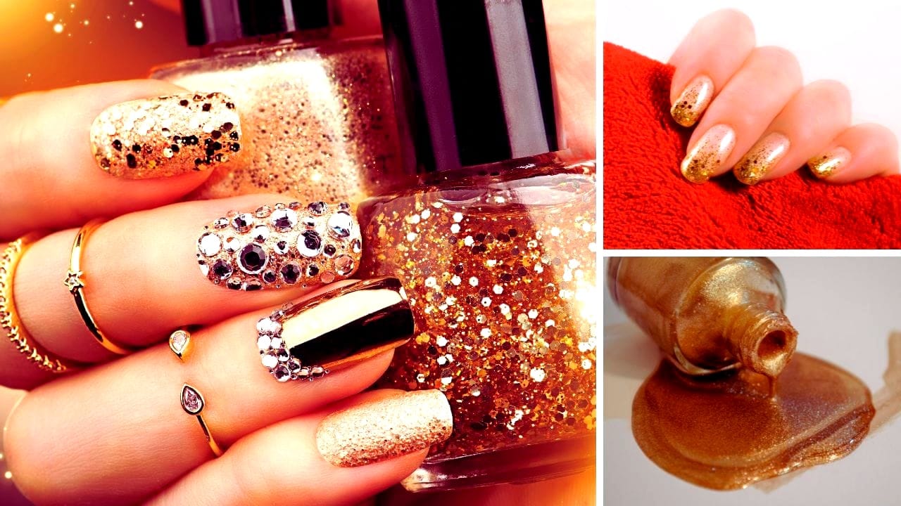 gold glitter nail polish